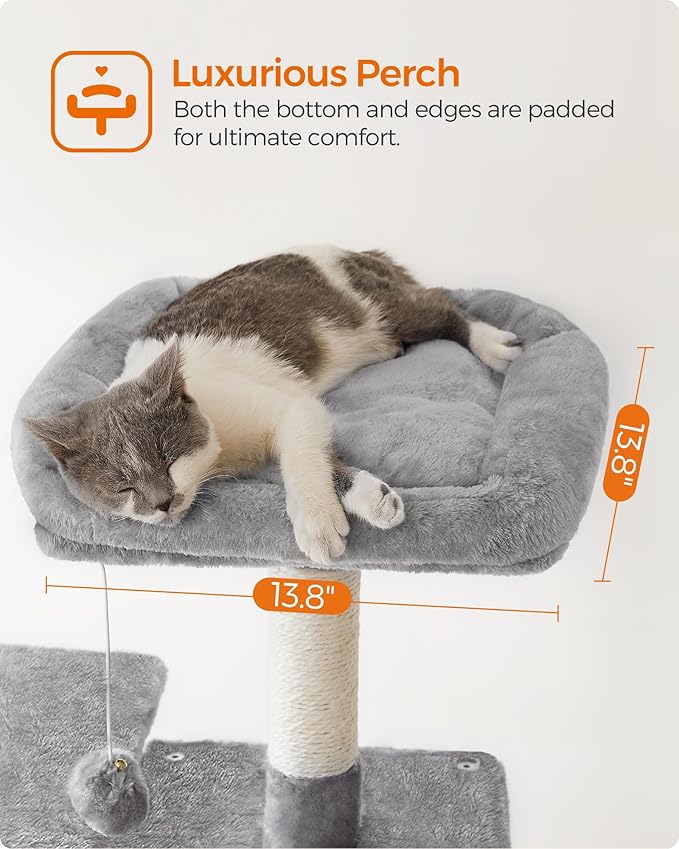 Feandrea Cat Tree, 55.1-Inch Cat Tower, Plush Multi-Level Condo - Image 4
