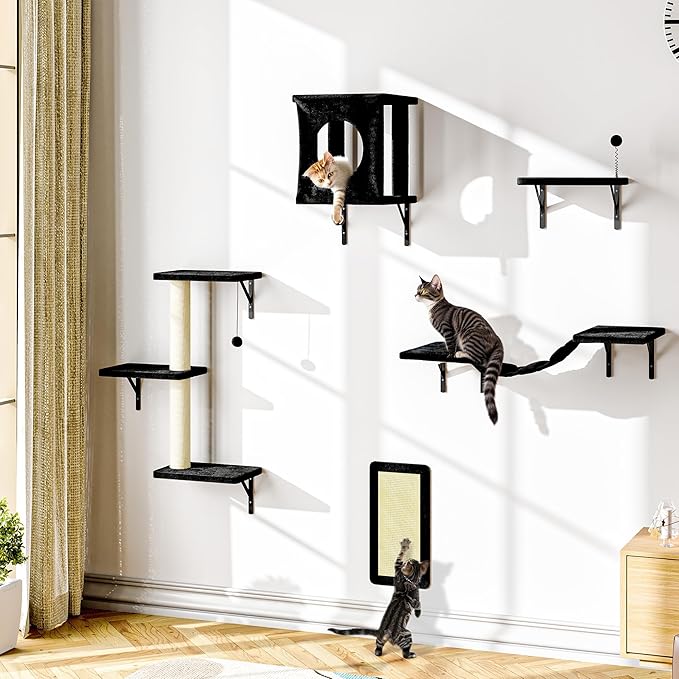 NUNU LAB Cat Wall Shelves Set, Bridge Ladder, Scratching Post, Indoor Cat by NUNULAB
