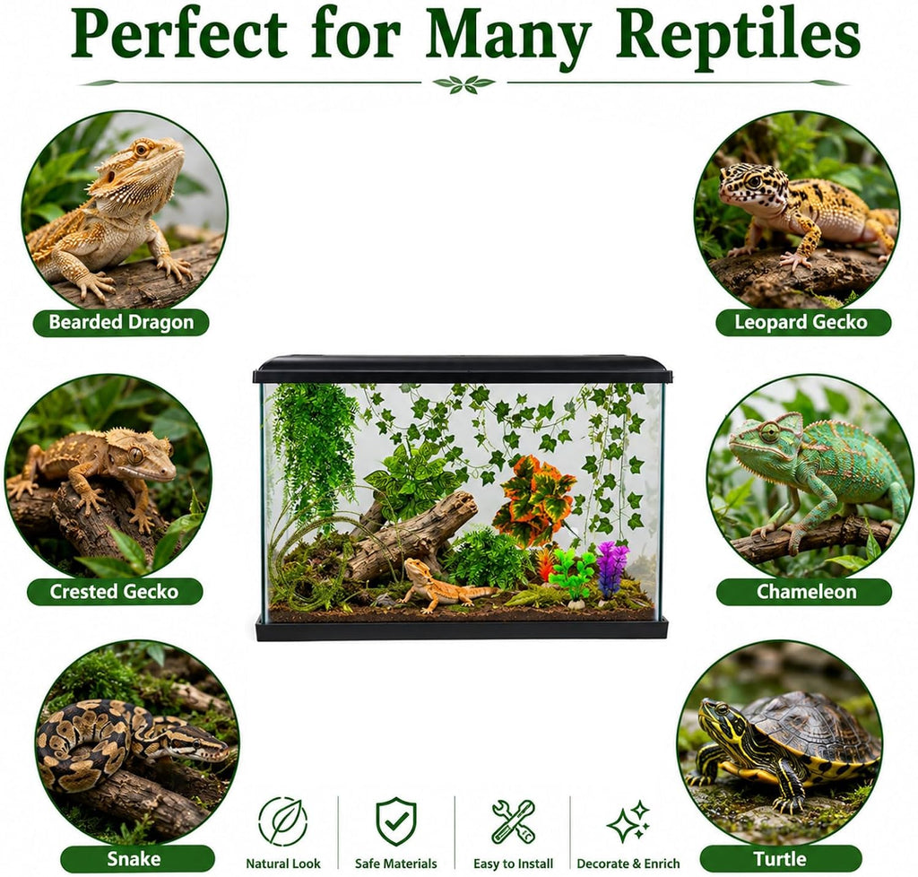 Bearded Dragon Tank Accessories: Artificial Plants Terrarium Decor Habitat