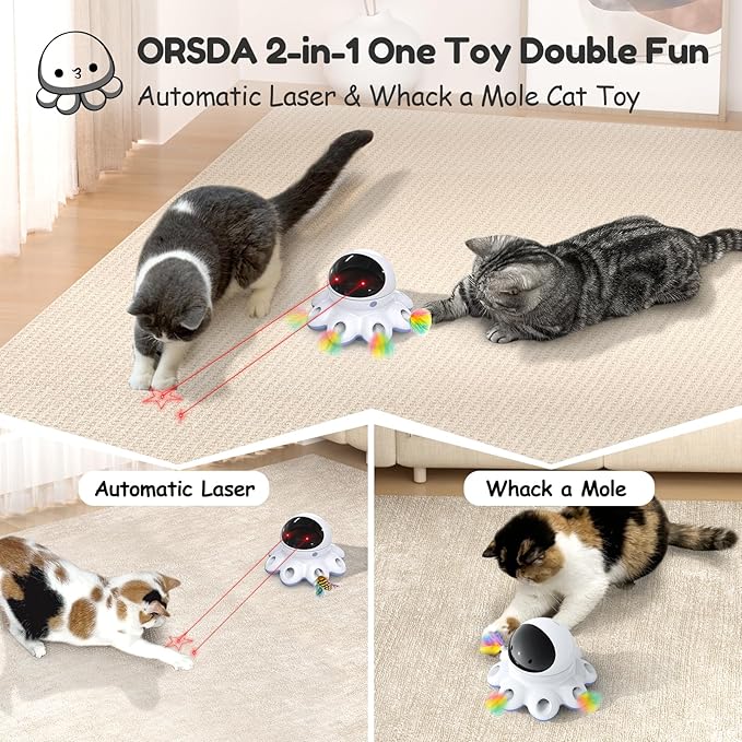 ORSDA Cat Laser Toy, 2-in-1 Interactive Automatic Motion Activated Moving 8 - Image 2