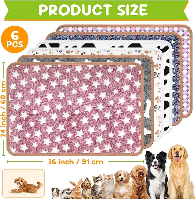 6 Pcs Dog Blanket Super Soft Pet Puppy Blankets Calming Dog Blankets - Image 2