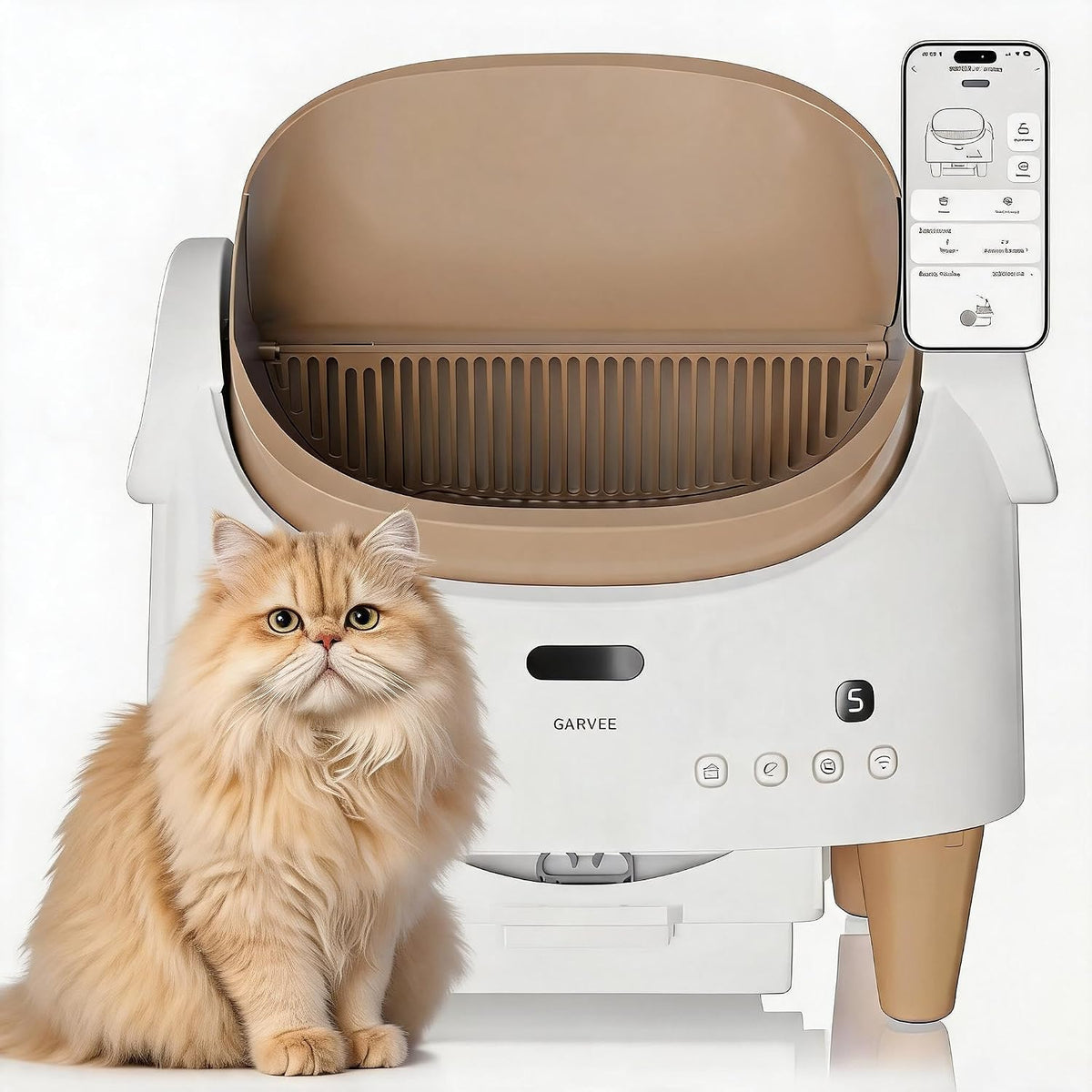 Automatic Cat Litter Box with Safty Sensor System, App Control