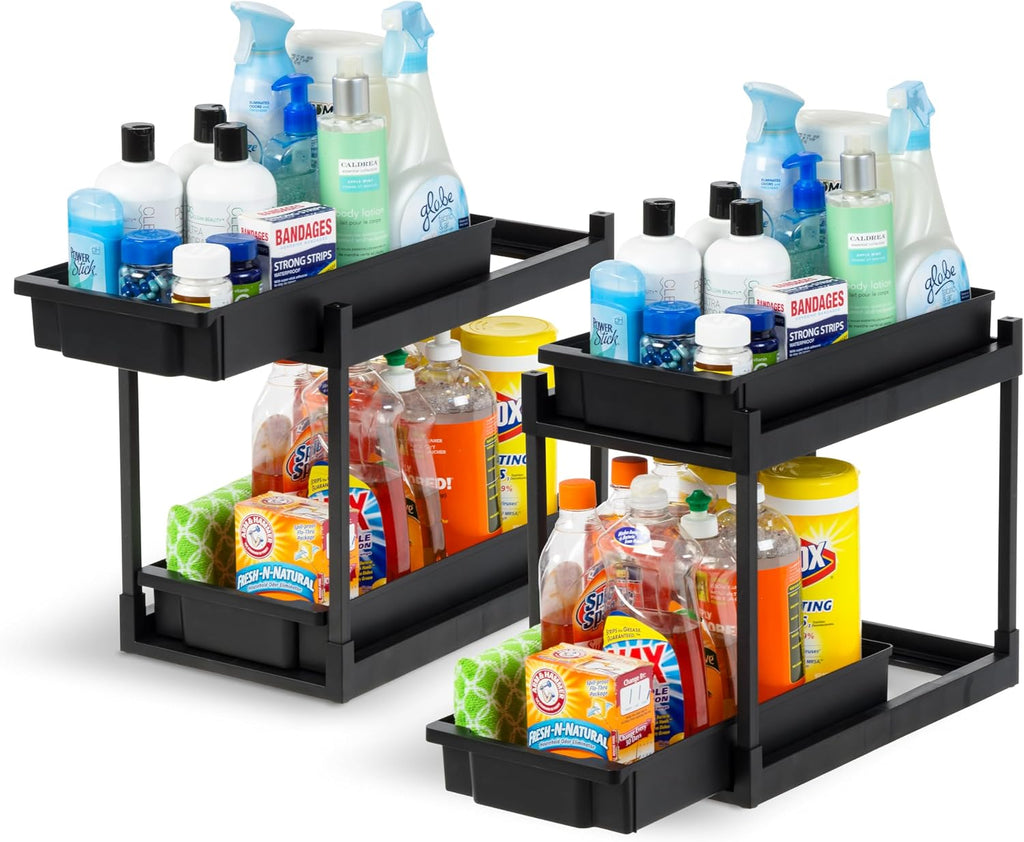 IRIS USA Under Sink Organizer, 2 Pack, Pull Out Storage Drawers