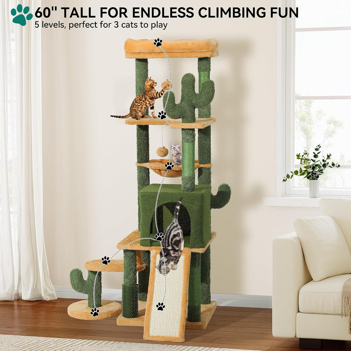 YITAHOME Tall Cactus Cat Tree Tower