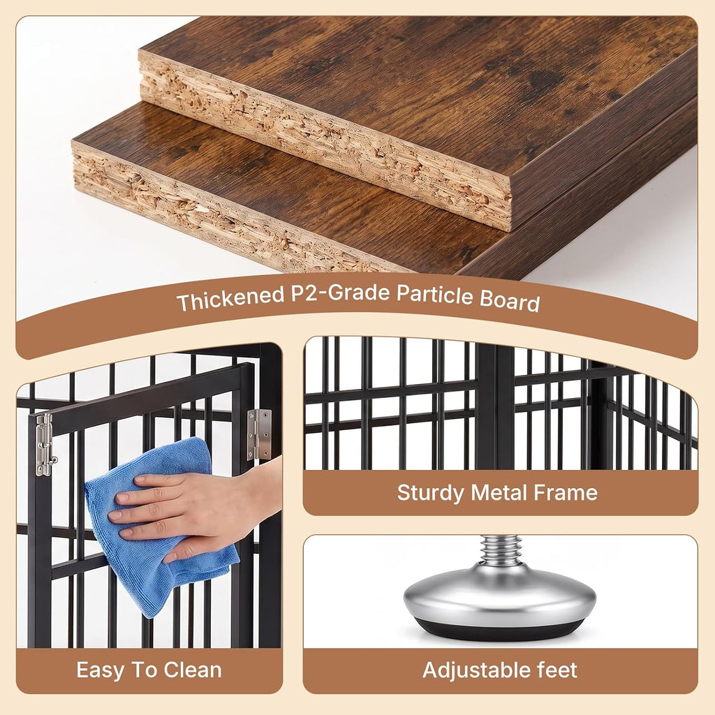 DUMOS Dog Crate Furniture 42 Inch Indoor Crate for Large Dog Wooden Kennel
