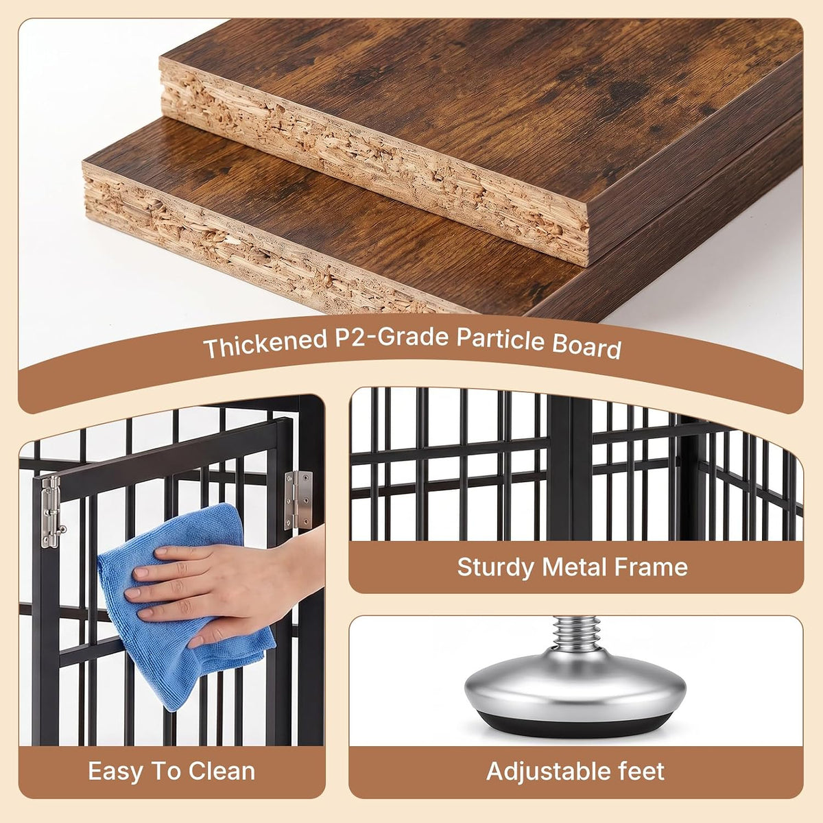 DUMOS Dog Crate Furniture 42 Inch Indoor Crate for Large Dog Wooden Kennel