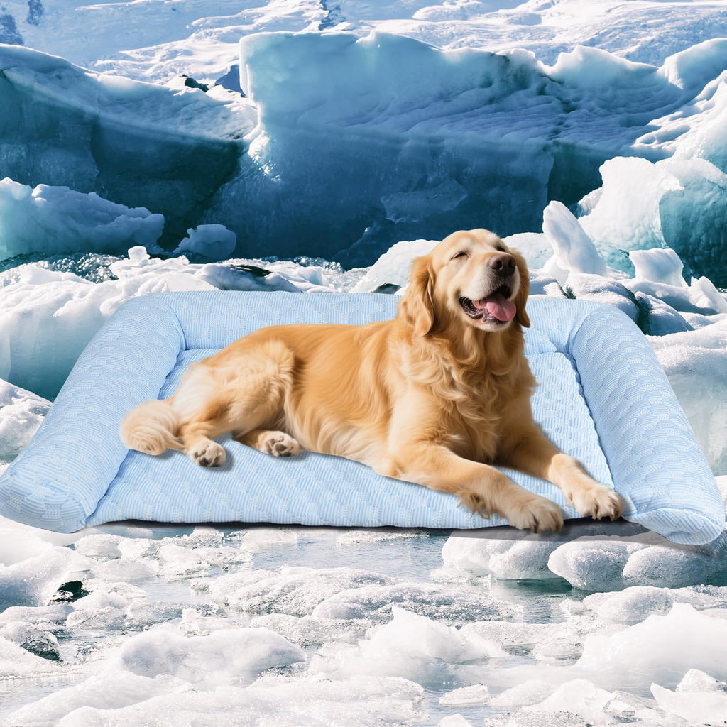 Cooling Mat for Dogs - 2025 Upgraded 24" x 14" Washable Pet Cooling Pad for Cats, Non-Slip Kennel Bed for Summer, Ultra-Comfortable & Machine Washable Portable Ice Mat for Dogs/Cats