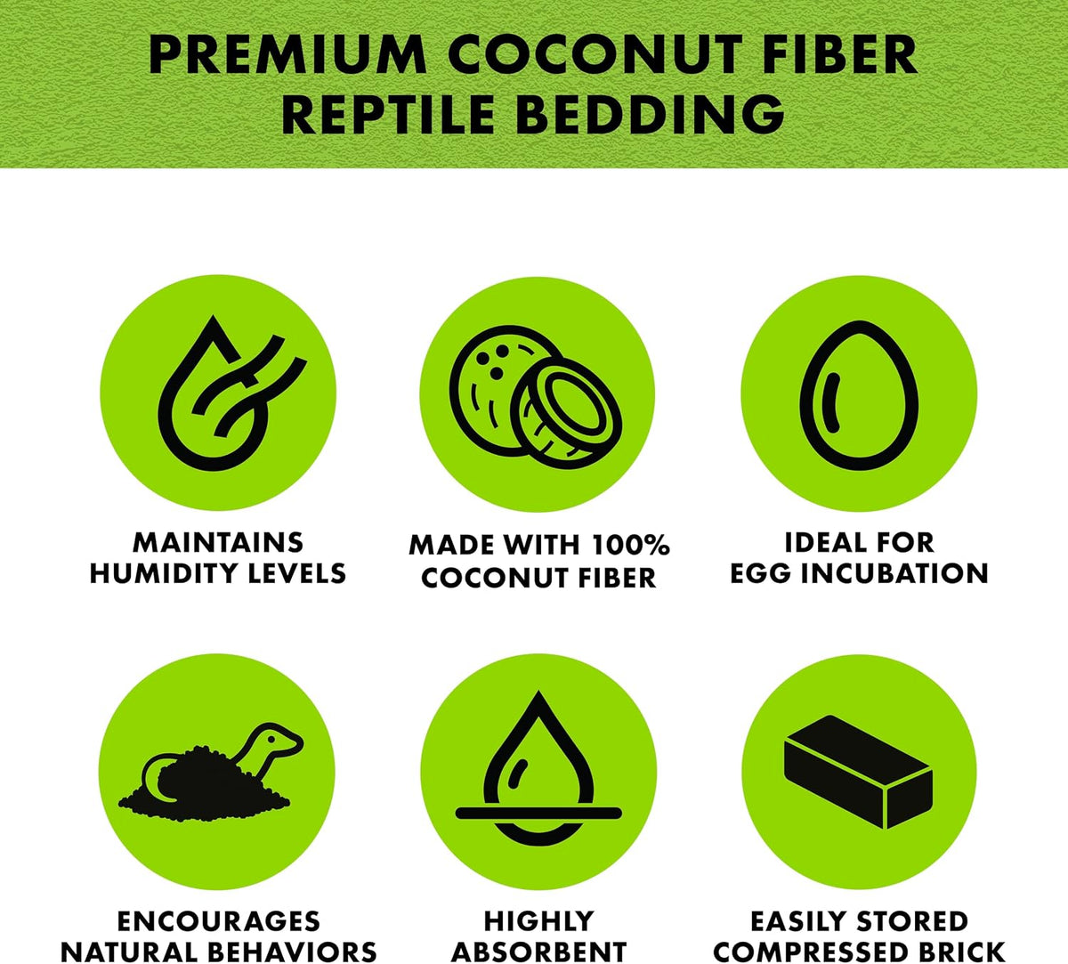 Zilla Coconut Husk Brick, Organic Bedding for Reptiles, Made with 100% Coconut Fiber, Ideal for Tropical Habitats and Egg Incubation, (Pack of 2)
