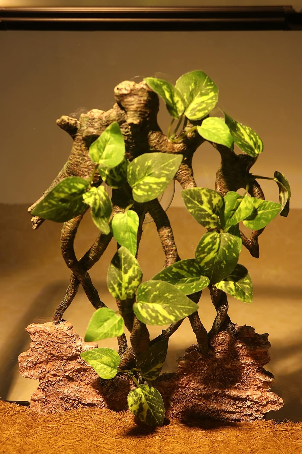 AQUA KT Reptile Terrarium Climb Corner Tree Branch Rock Background Decoration with Suction Cup for Amphibian Lizard Snake Gecko Bearded Dragon Cage Tank Habitat Decoration Accessory