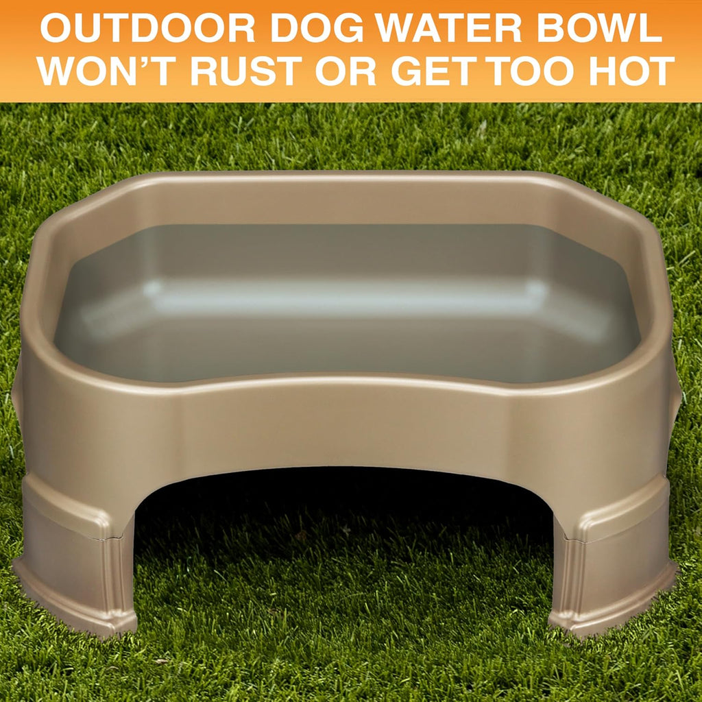 Neater Pet Brands Extra Large Water Bowl for Dogs, Elevated Outdoor Dog Water Bowl (1.25 Gallon XL Capacity), Big Trough Style Food Dish for Indoors or Outside, No Spill Large Dog Bowls, Champagne
