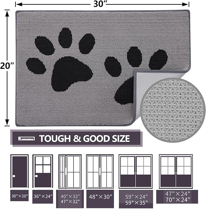 Buganda Dog Door Mat for Muddy Paws, Absorbent Dirt Trapper Washable Indoor - Image 2