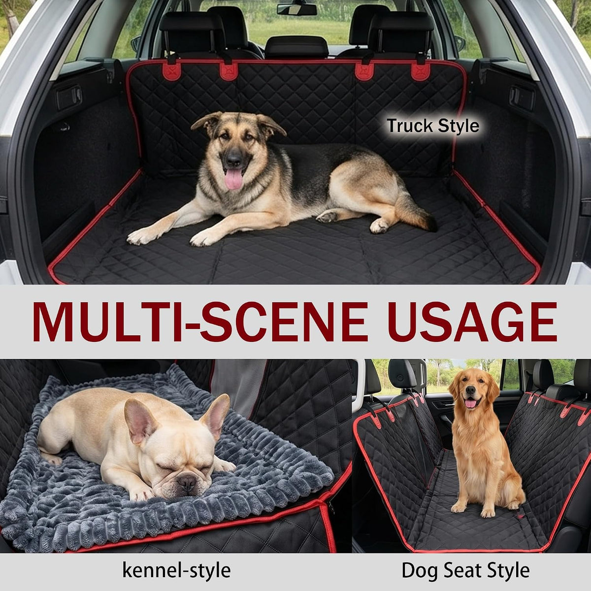 Dog Car Seat Cover for Back Seat with Soft Blankets, New Upgraded Waterproof Dog Hammock with Mesh Window, Wear-Resistant Hard Bottom Back Seat Holds 500 lbs, 66"x60"Size Fits Cars, Trucks, SUVs