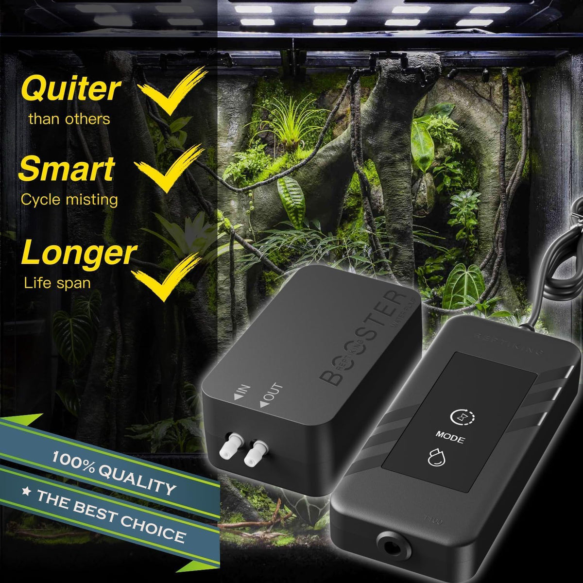 MRREPTILE Reptile Automatic Mister, Misting System for Reptiles, Auto Rain Sprayer for Chameleon, Turtle, Frog, Crested Gecko, Plants, Terrarium Tank Humidifier