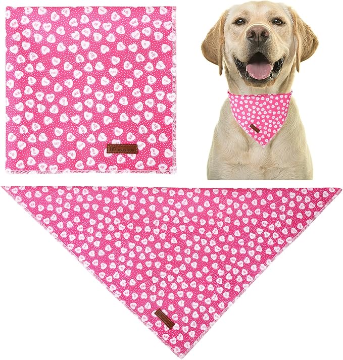 Valentine Dog Bandana, Cotton Pet Kerchief - Image 2