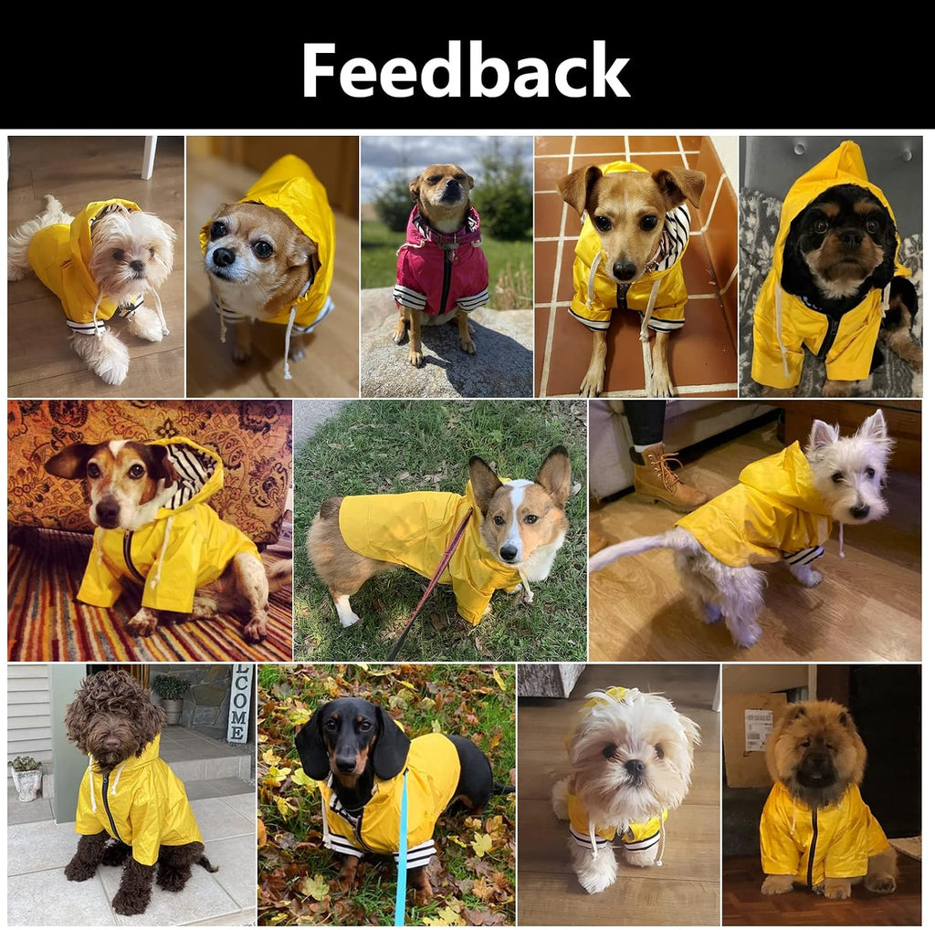 Dog Raincoat rain Jacket Raincoat Dogs Waterproof Small Medium Breeds Zip Closure Storage Pocket Harness Hole Black M