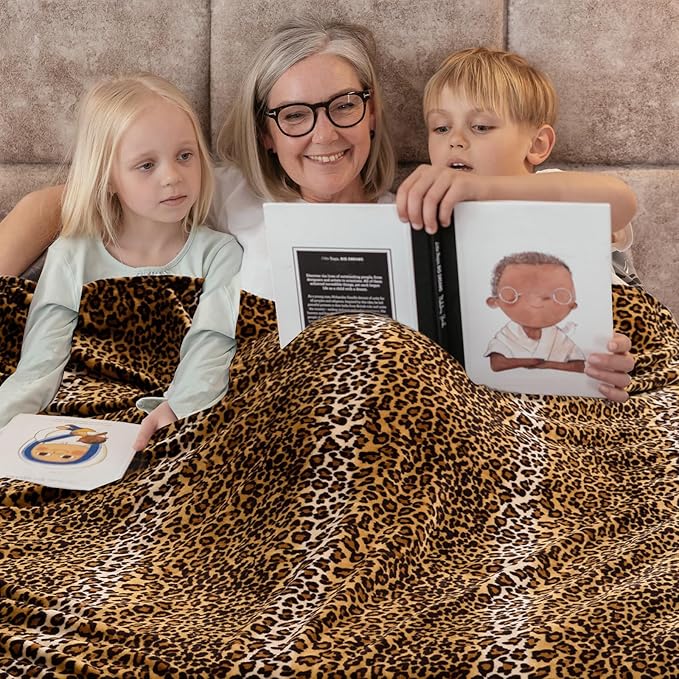 Bnuitland Leopard Print Flannel Twin Size Blanket - Image 4