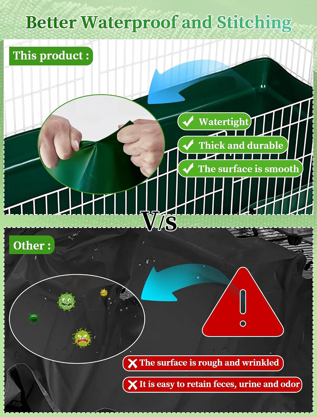 Guinea Pig Litter Box, Hay Holder, Cage Liner, Washable & Reusable