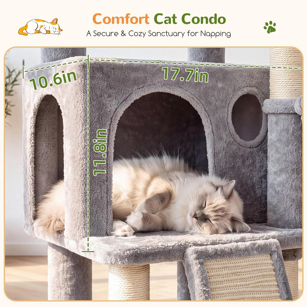 Globlazer
47
Inch
Cat
Tree
Tower
for
Indoor
Cats,
S47,
Light
Grey