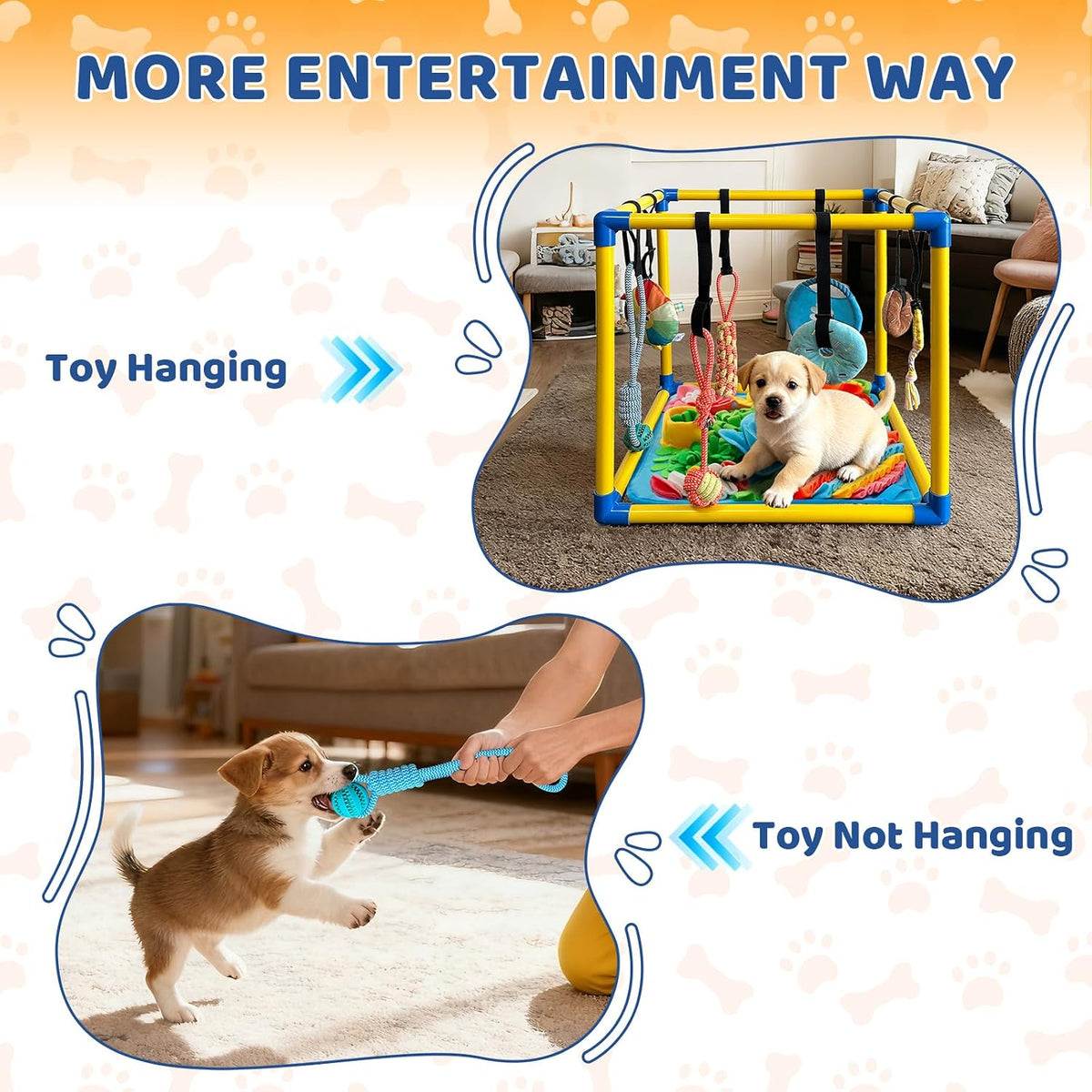 Puppy Play Gym & 8 Toys (Blue,19.6″ x 19.6″ x 19.6″‌) with Snuffle Mat