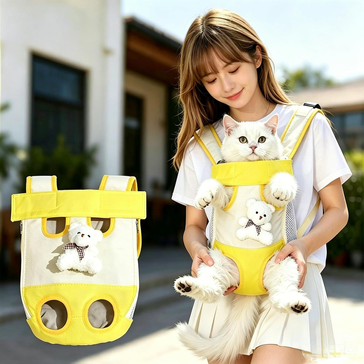 Cat Puppy Backpack Carrier Front Back Wear (Medium)