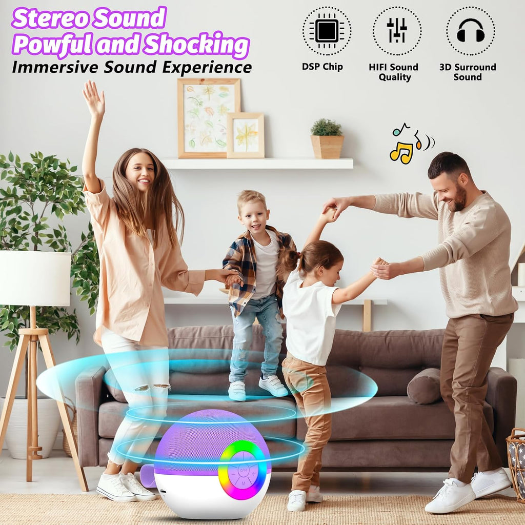 Mini Karaoke Machine Speaker for Kids Adults, Portable Bluetooth Microphone Song Toys with LED Light, Best Chritmas Birthday Festival Gift for 3 4 5 6 7 8+ Year Old Girls Boys (Purple-2MIC)
