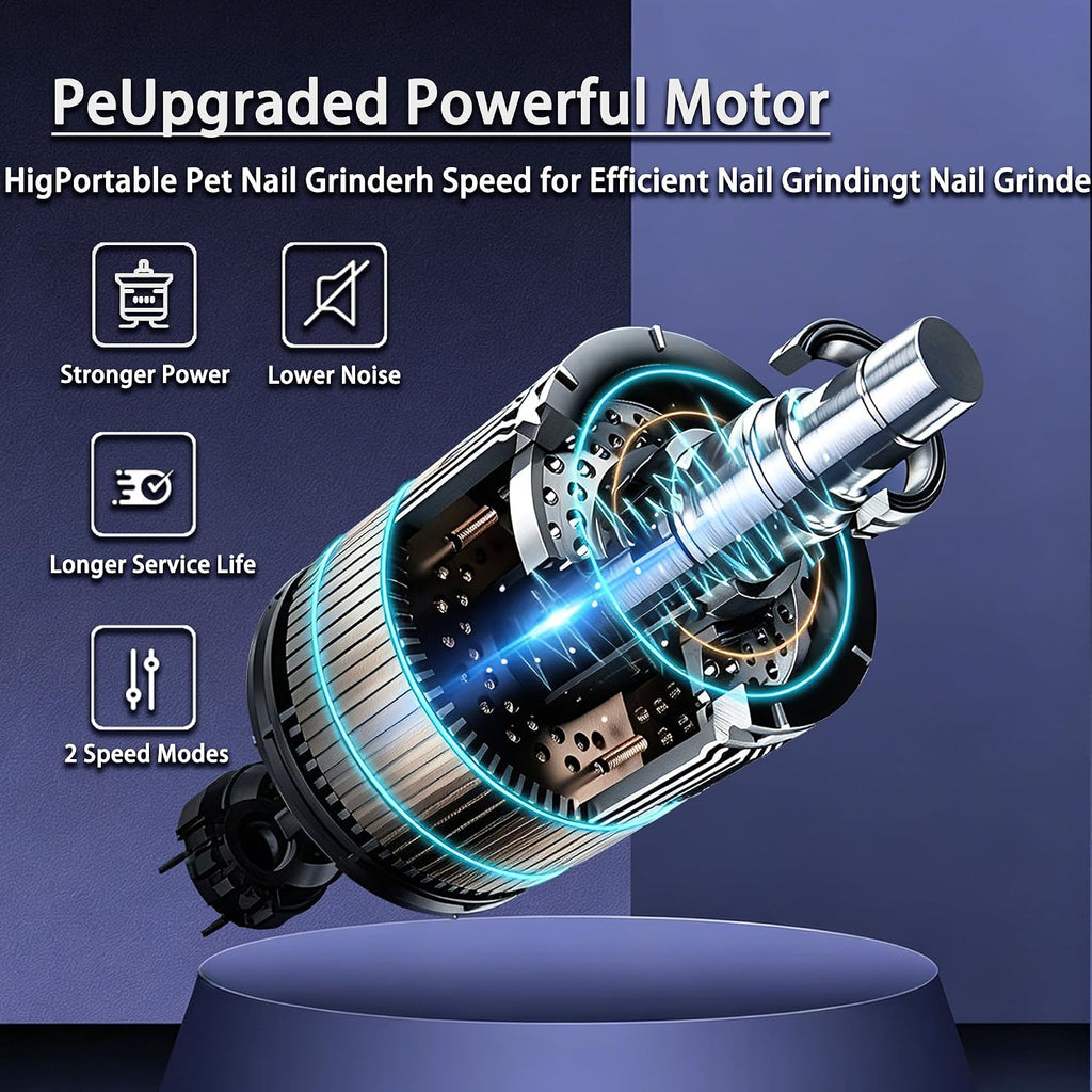 Dog Nail Grinder with LED Lights, Professional 2-Speed Pet Nail Grinder