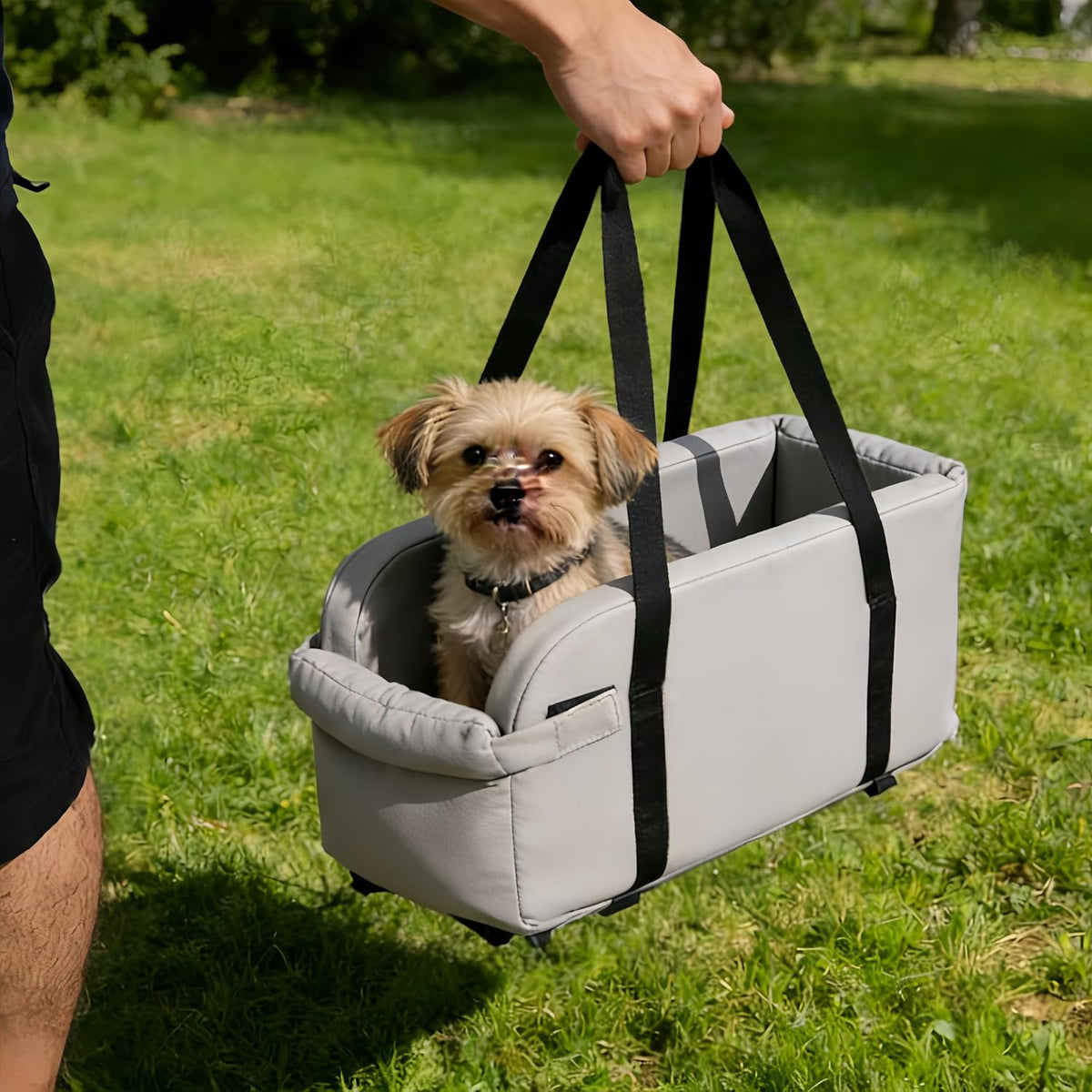 Center Console Dog Car Seat for Pets Up to 9 lb, Grey