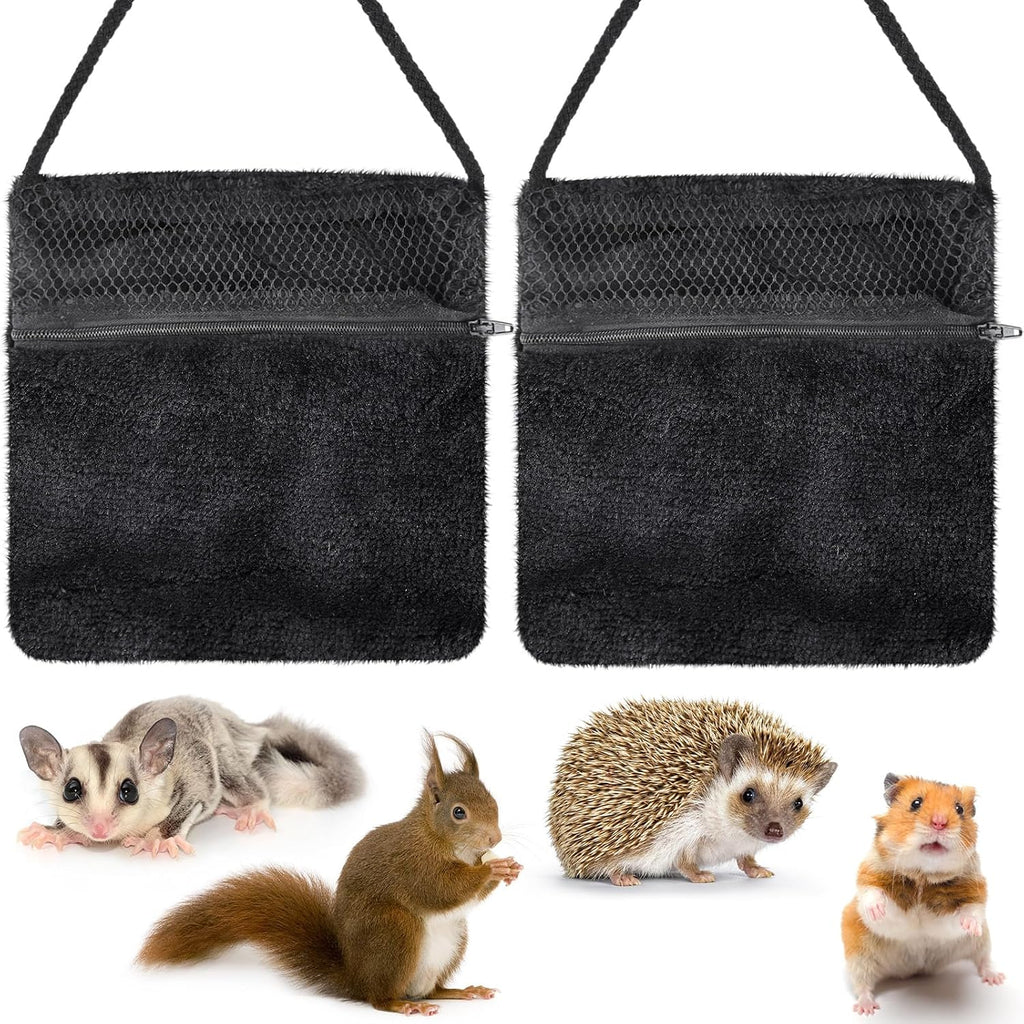 Sweetude 2 Pcs Sugar Glider Pouch Breathable Carrying Bonding Pouch Soft Hamster Carrier with Strap Zipper Small Animal Travel Sleeping Bag Cage Accessories for Rat Reptile Other Small Pets(Gray)