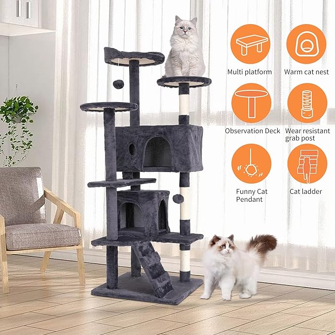 Cat Tree for Indoor Cats, Space Saving Cat Activity Center, Durable Pet Play - Image 2