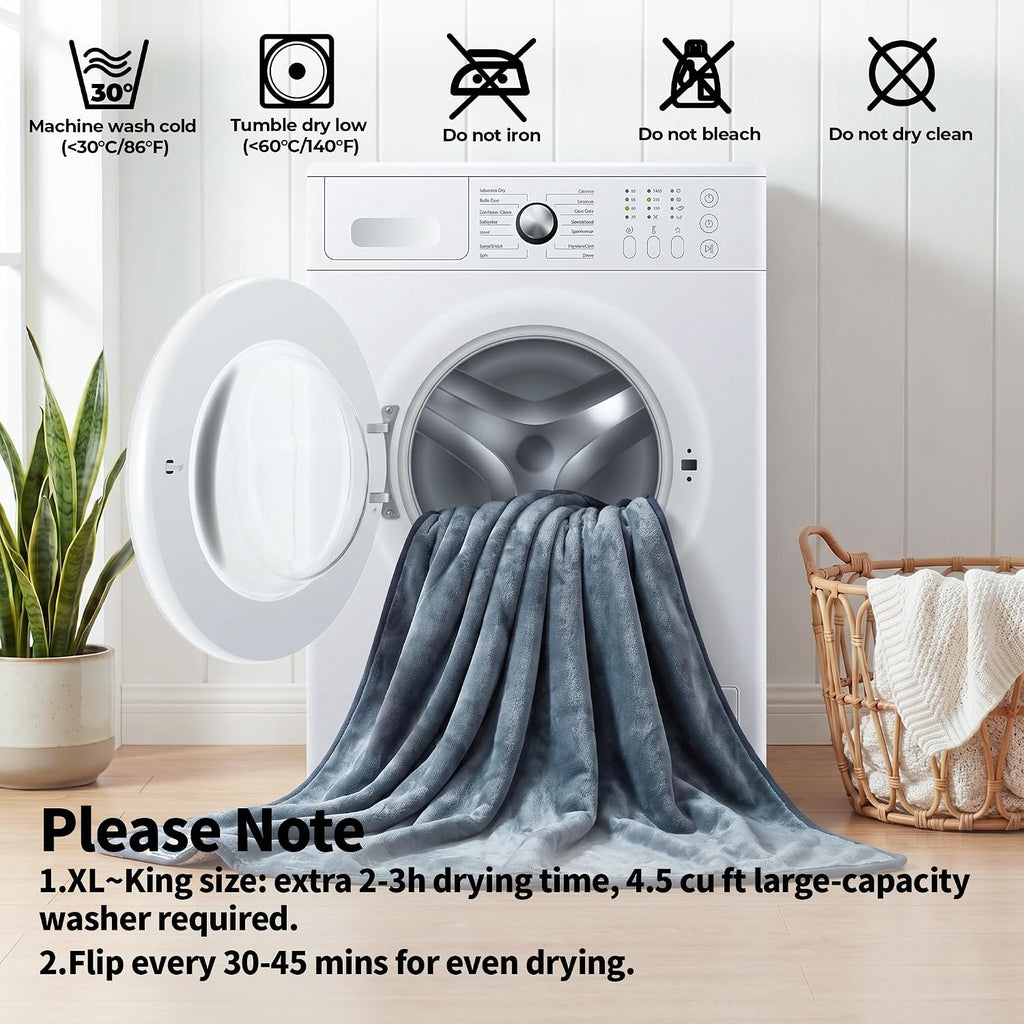 Sunheir Waterproof Blanket for Bed Queen Size, Reversible Soft Sherpa Fleece Dog Pet Blankets, Leakproof Spill-Proof Love Blanket for Furniture & Sofa Protector, Camping, Travel, 90"x86", Grey