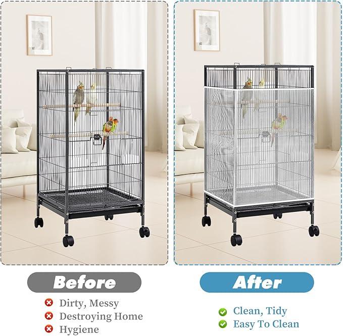 Large Bird Cage Net, Universal Adjustable Bird Cage Covers Mesh Polyester Birds - Image 3