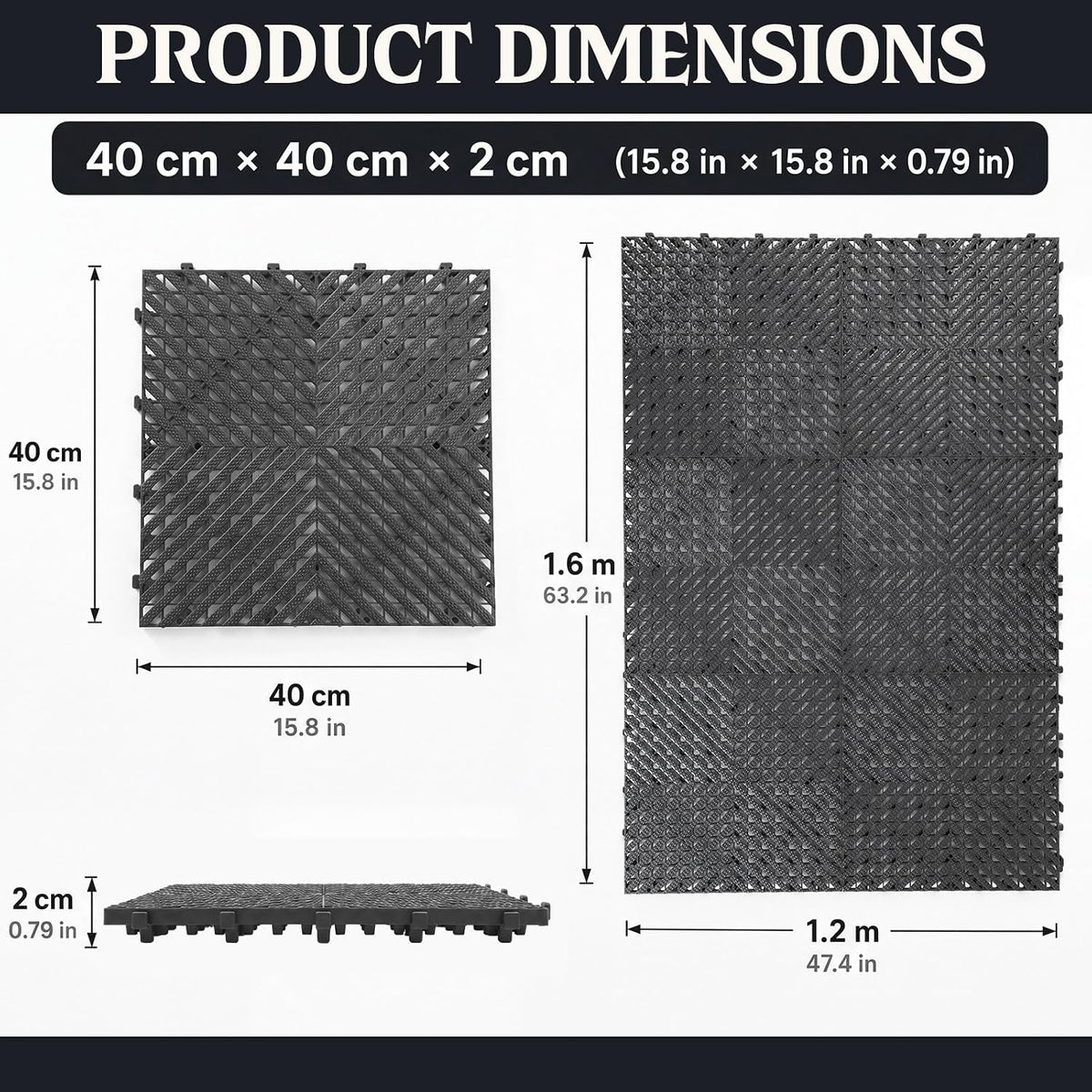 12 Pcs Horse Stall Mat 4 x 5.27 ft Plastic Stable Mat Interlocking