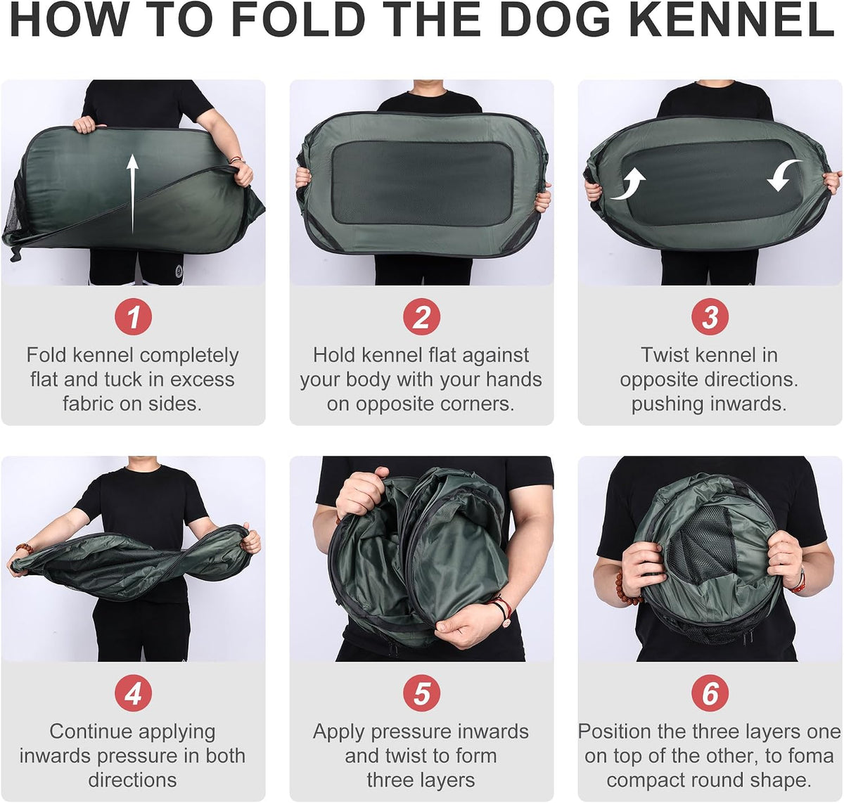 Foldable Dog Kennel for Medium Dogs 36-Inch, Portable Waterproof Dog Crate, Pop-Up Indoor/Outdoor Pet Cage & Car Seat Travel Bed, Green
