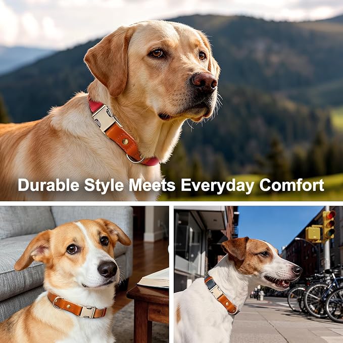 Plutus Pet Genuine Leather & Hemp Dog Collar – Adjustable Heavy Duty Pet Collar - Image 6