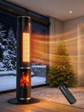Uthfy 32IN Space Heater for Large Room, 1500W Portable Electric Heater for Indoor Use with 3D Flame Effect, 24H Timer, 120° Oscillation, Ceramic Heating Tower Heater for Bedroom, Living Room & Office