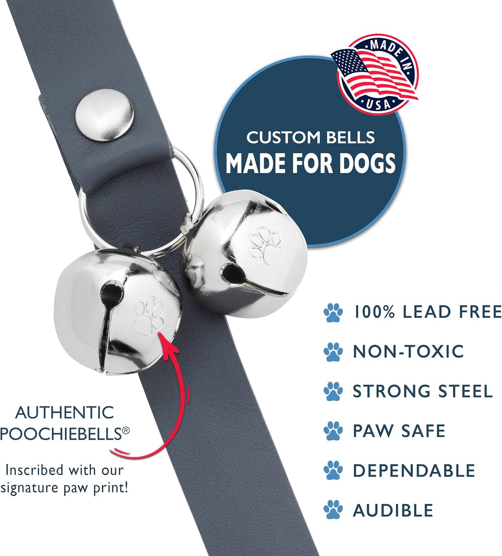 Dog Door Bell for Potty Training – The Original Potty Training Bells for Dogs, USA-Made Doggie Potty Bells, Easy Puppy Training, Loud & Durable Hanging Bells for Door, Leather Gray