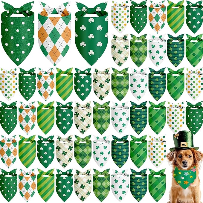 Weewooday 50 Pcs St Patricks Day Bandanas Bulk by Weewooday