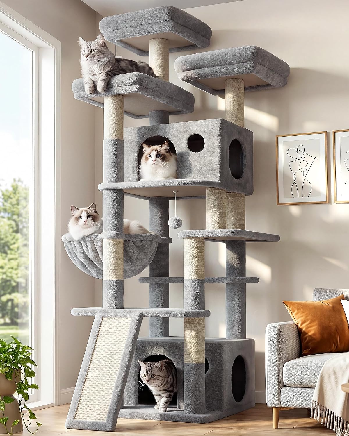 Globlazer
Heavy
Duty
Cat
Tree,
73in
Tall
Cat
Tower,
F73C,
Leopard
Print