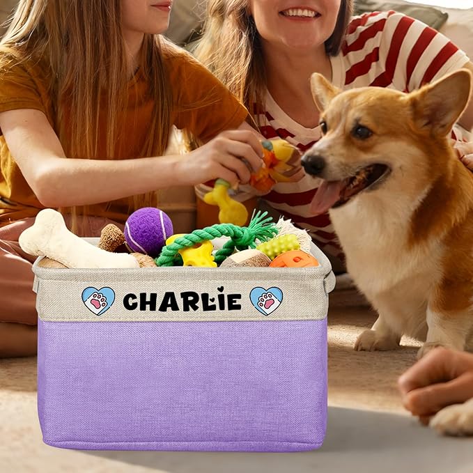 Personalized Dog Toy Storage Basket Custom Collapsible Toy Bin - Image 5