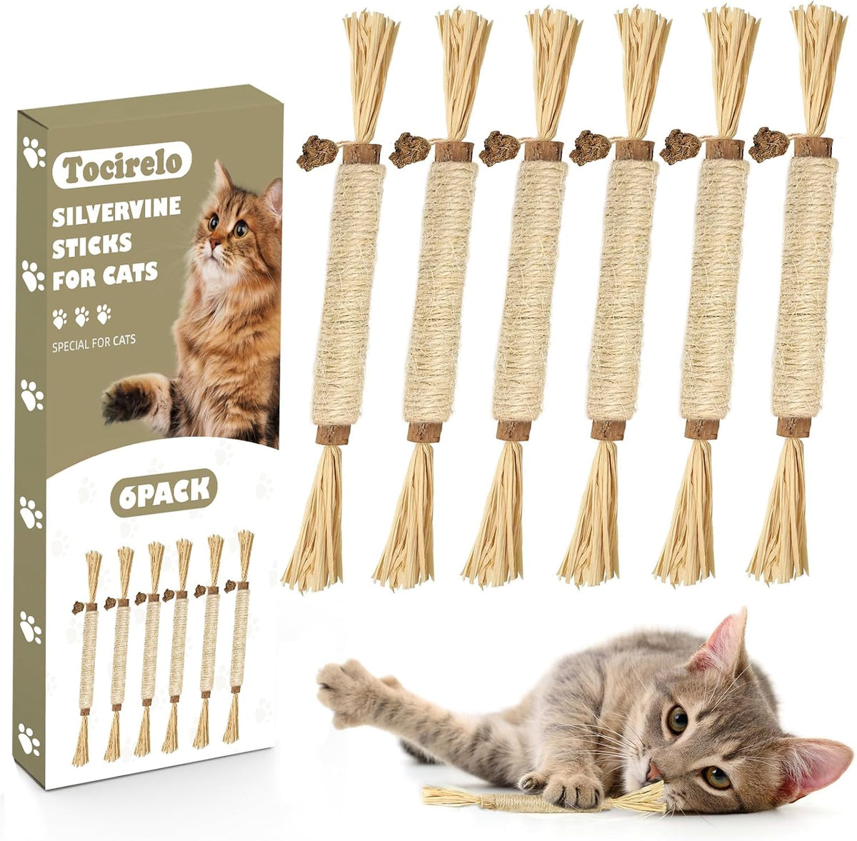 Tocirelo Silvervine Stick for Indoor Cats, Kitten Chew Toys