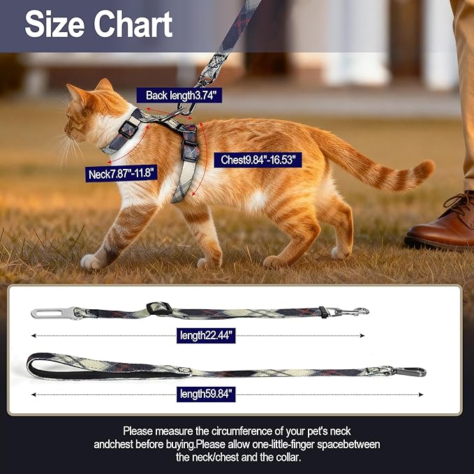 Cat Harness and Leash Set, 3-in-1 Escape Proof Adjustable, Comfortable Soft - Image 7