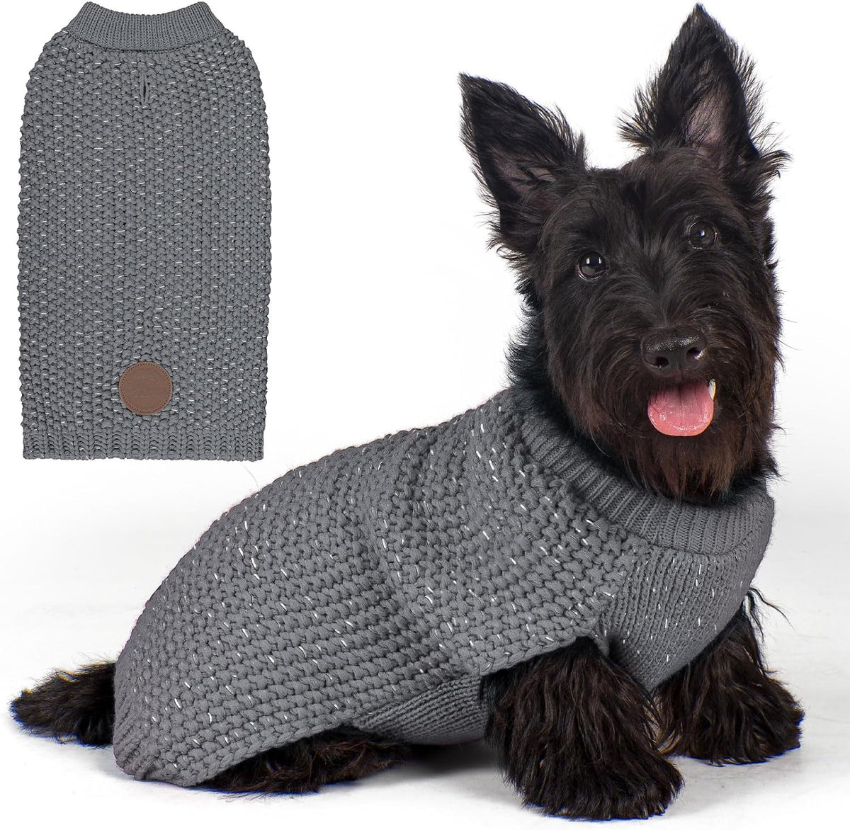 KYEESE Reflective Yarn Dog Sweater for Small Medium Dog Thick Knit Pullover