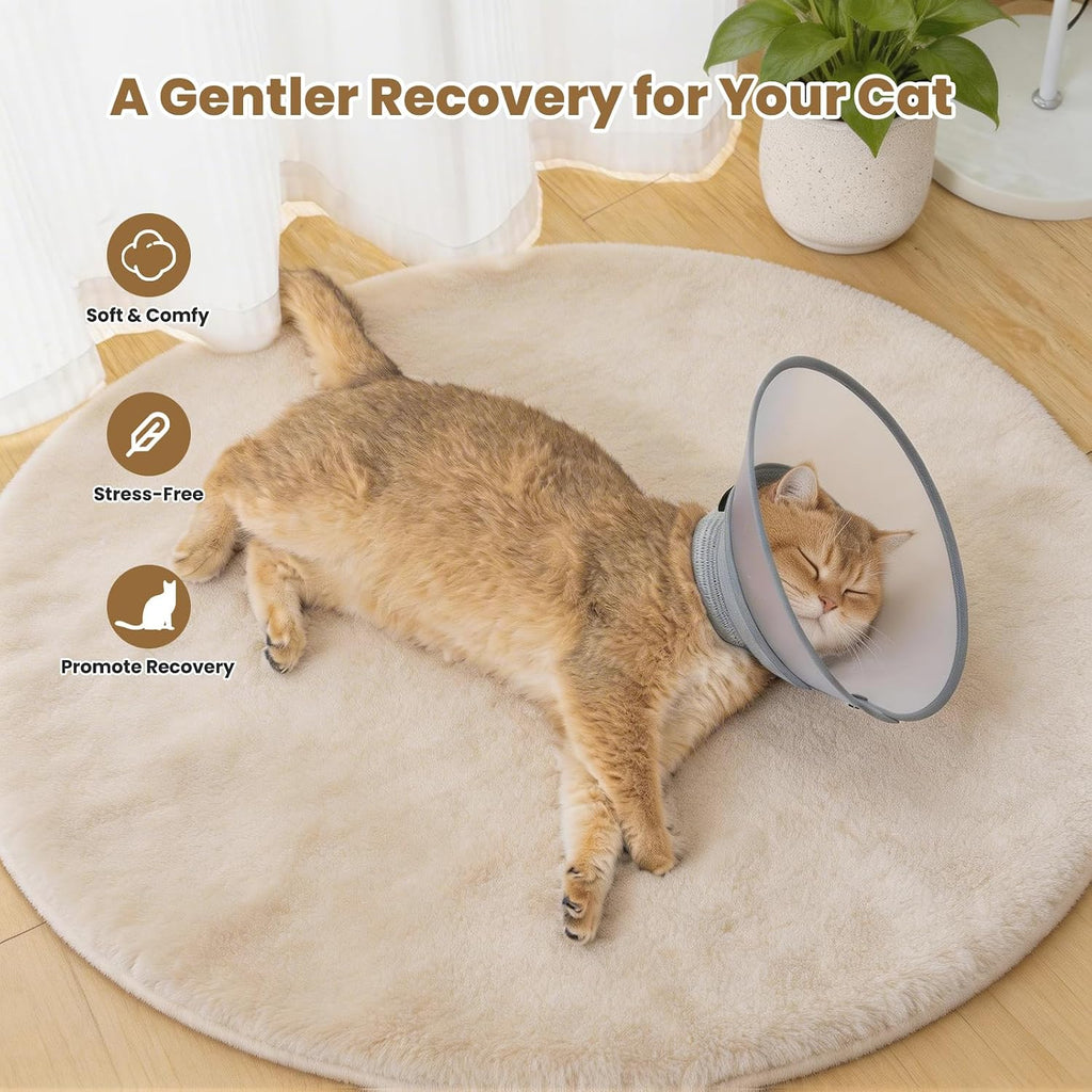 Avont Soft Mesh Cat Cone, Adjustable Anti-Lick E-Collar (Grey S)