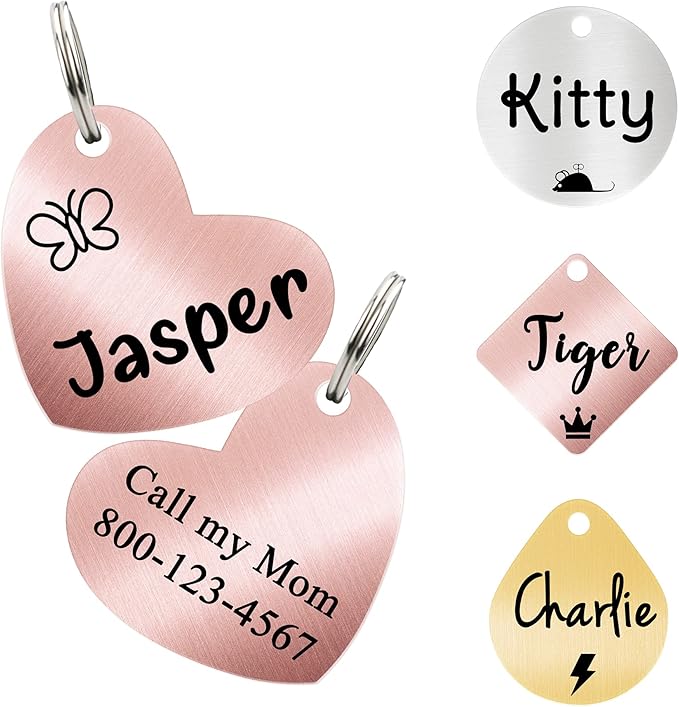 Ultra Joys Cat ID Tag Personalized Pet Tags, Durable Stainless Steel Small Pet by UltraJoys
