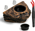 Magnetic Crested Gecko Feeding Ledge with Tongs, 2-Cup Rock Feeder