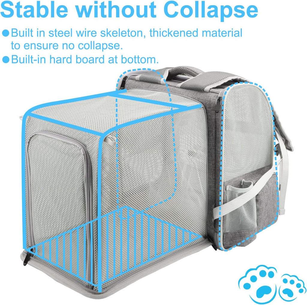 Texsens Cat Backpack Expandable Pet Carrier - Pet Backpack Carrier for Medium Cats and Small Dogs - Great for Travel, Hiking & Outdoor