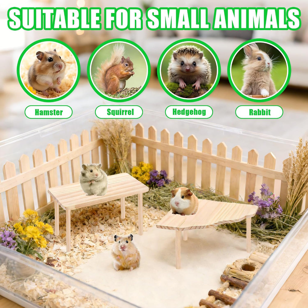 2 Shapes Hamster Platforms Wooden Dwarf Hamster Cage Platform for Hideout