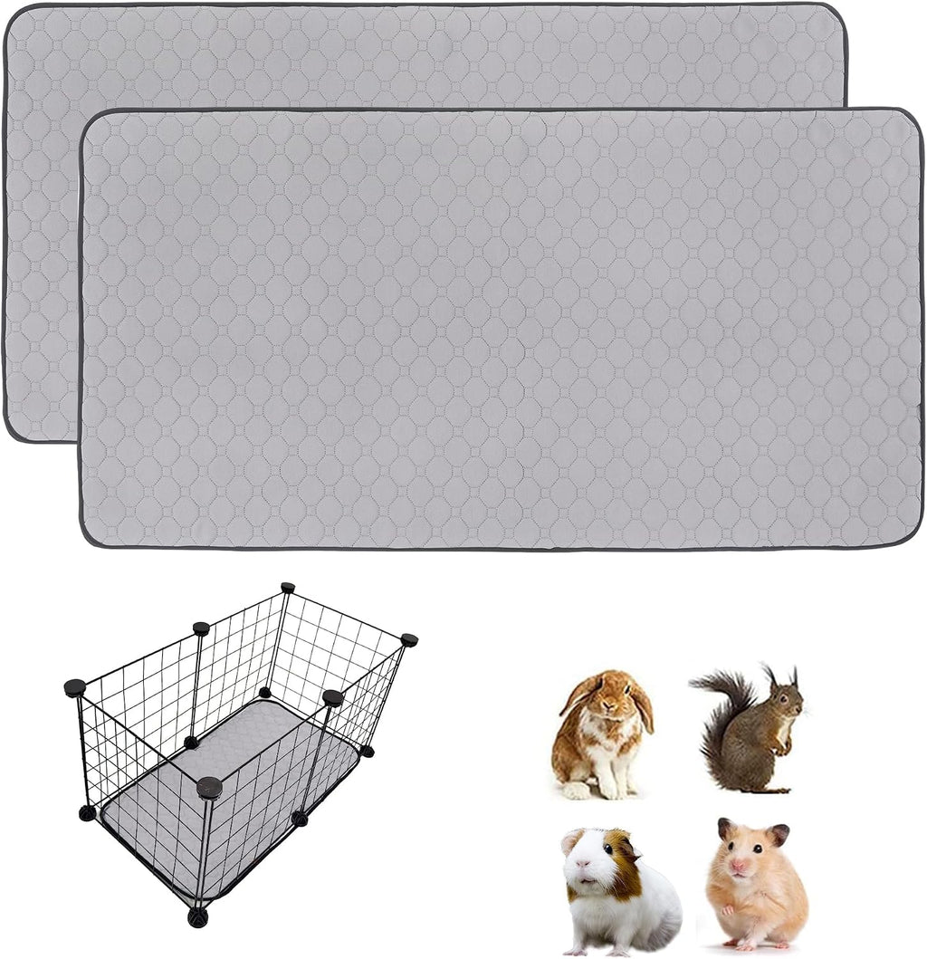 2 Pack Guinea Pig Cage Liners, 14'' X 28'' Washable Guinea Pig Pee Pads, Non Slip Reusable Super Absorbent Guinea Pig Training Mat Bedding Fleece for Small Animals Hamster Rabbit Chinchilla Rat