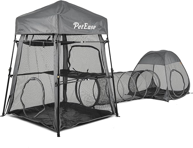 Catio Outdoor Cat Enclosure, 3-in-1 Extra Large Portable Cat Playpen by PETEASE