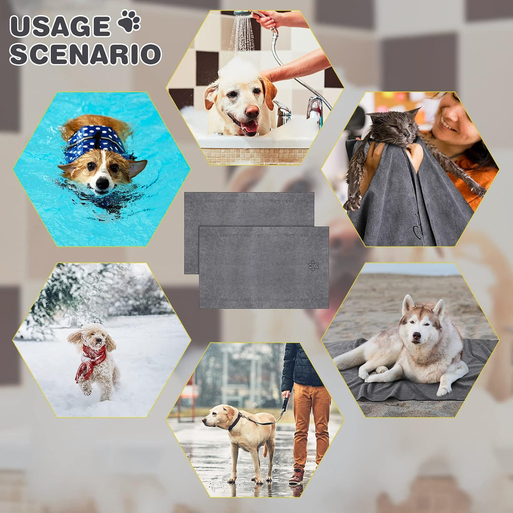 4 Pcs Dog Towels for Drying, 16 x 32 Inch, Gray